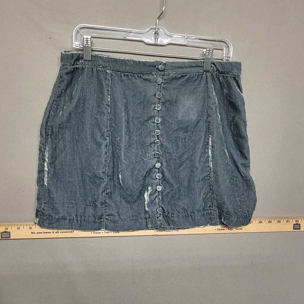 Urban Outfitters Velvet Button Front Mini Skirt Blue Grey Size L 44382579